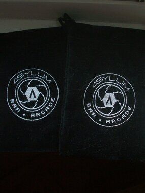 Dust Bag Drawstring 3x4” Mini Velour Storage Pouch Asylum Bar + Arcade Las Vegas